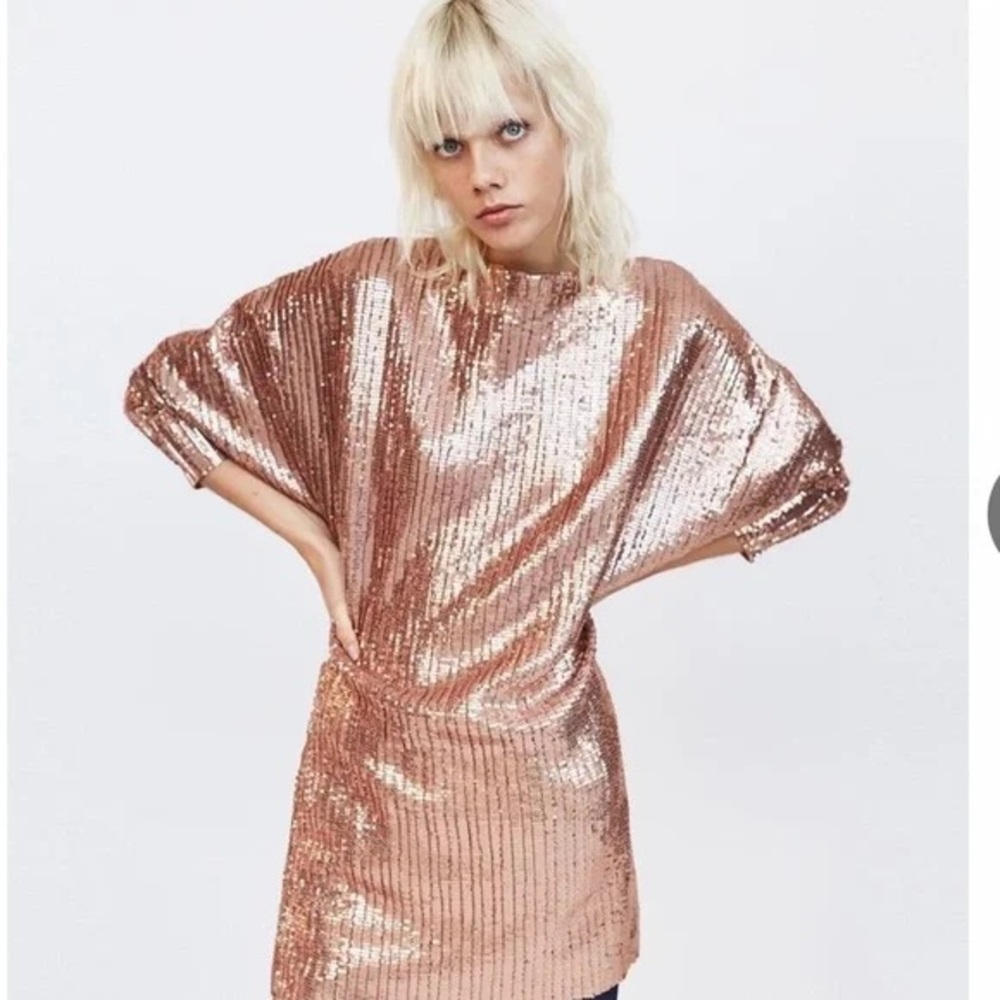 ZARA gold sequin dress - Picture 2 of 10
